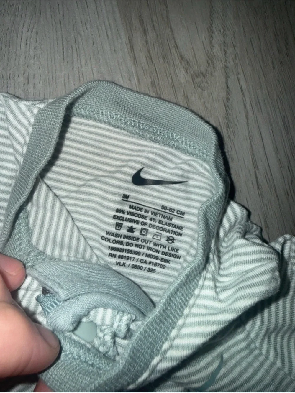 Nike Green and White Striped Baby Footed One-Piece